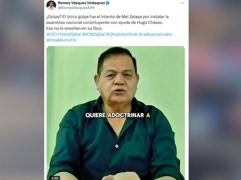 Publicación en X de Romeo Vásquez.