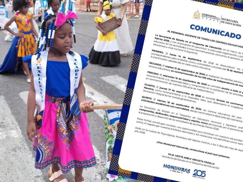 Estudiantes de distintos centros educativos participaron en los desfiles patrios del 15 de septiembre, como parte de las actividades conmemorativas por los 205 años de independencia de Honduras.
