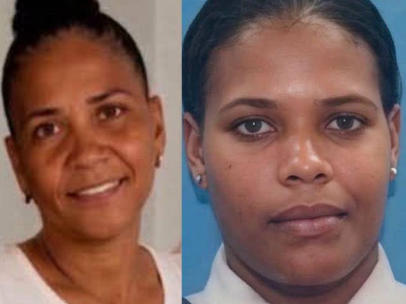 La profesora Rosa Marte y Mariely Figuereo Ramírez, sargento y esposa de uno de los hijos de la víctima.