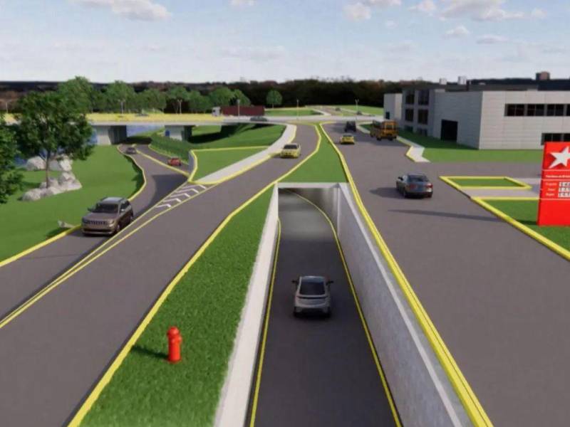 Esta es un diseño presentad 0la municipalidad de como quedaría el túnel que se construirá en esa zona donde muestran el sentido en que lo usarán los conductores.