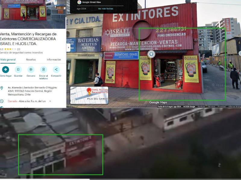 Captura de pantalla en el lugar: Extintores Israel.