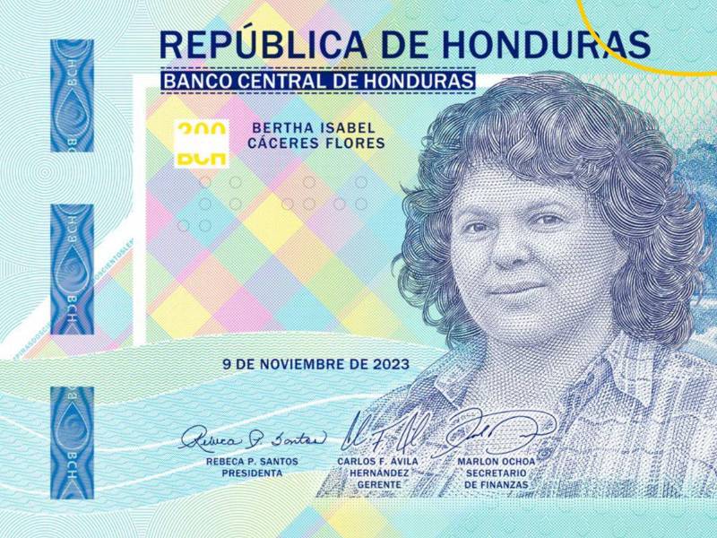 Imagen del nuevo billete de L200 en Honduras.