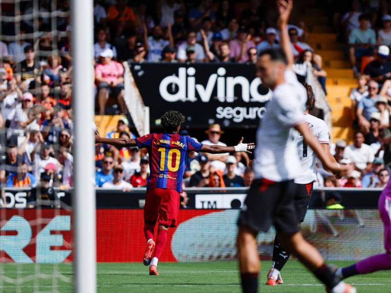 Yamal abrió el marcador a los 6 minutos con un golazo frente al Valencia.