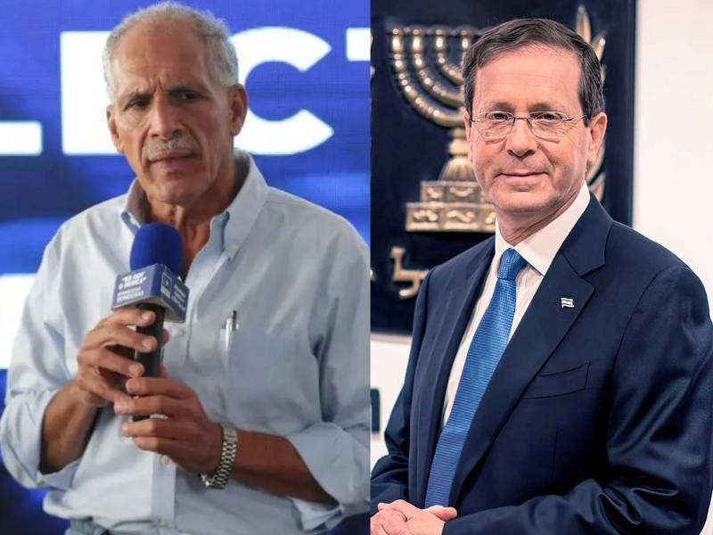 Nasry Asfura, presidente electo para el periodo 2026-2030, e Isaac Herzog, presidente de Israel.