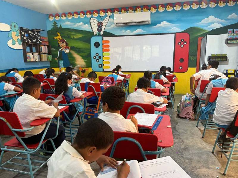 Un estudiante participa en actividades dentro de un aula de clases, como parte del proceso de aprendizaje en un centro educativo público del país.