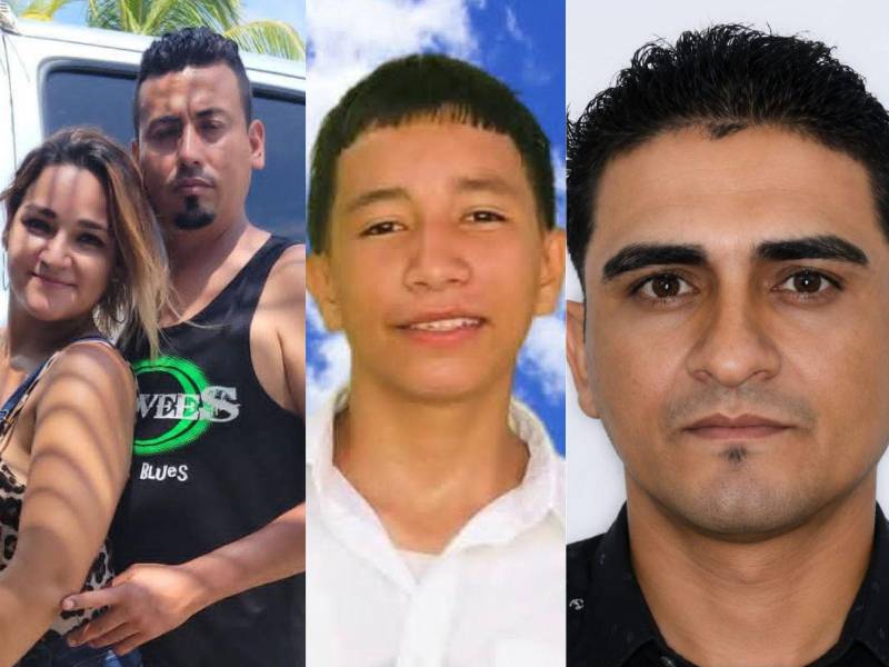 Foto en vida de los esposos Yoselin Guifarro García y Jorge Orlando Dubón González; Cristofer Jared Suazo Vázquez y Néstor Ismael Gómez Dubón.