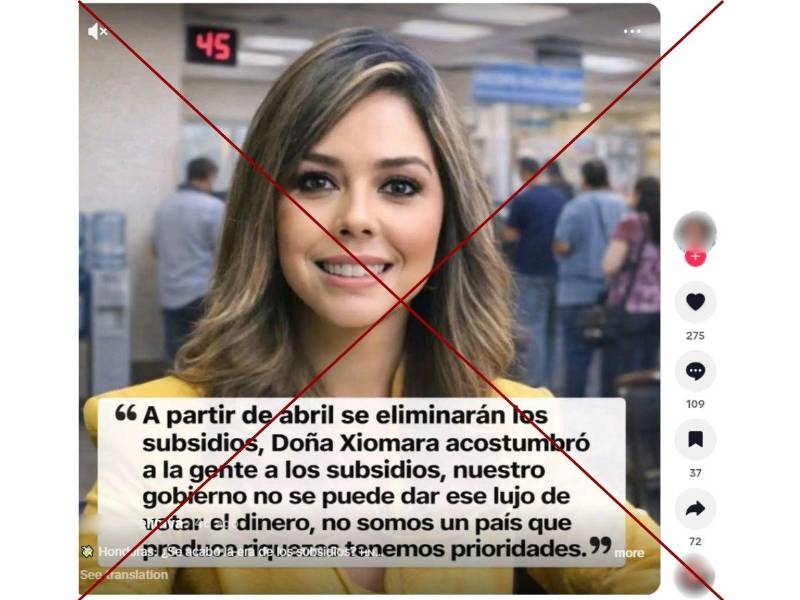 Captura de pantalla a una publicación de TikTok hecha el 26 de marzo de 2026.