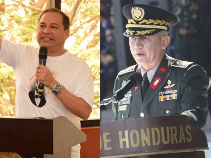 Juan Carlos Sierra Galeas, presidente del Colegio de Periodistas de Honduras (CPH), y Roosevelt Hernández, exjefe del Estado Mayor Conjunto.