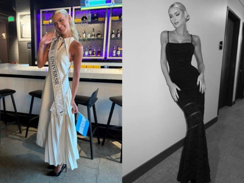 Victoria Kjaer con los trajes que Katherine Fajardo le asignó.