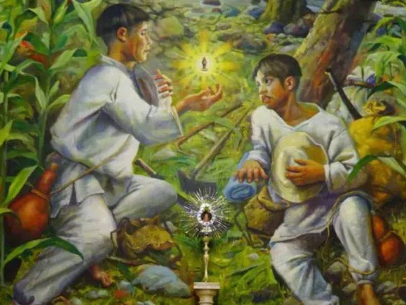 En el interior de la catedral Metropolitana San Pedro Apóstol se encuentra este mural que relata el hallazgo de la Virgen de Suyapa.