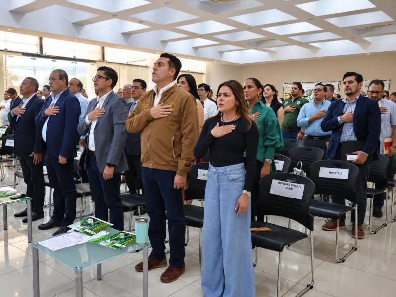 El alcalde de la AMDC Juan Diego Zelaya, durante los actos.