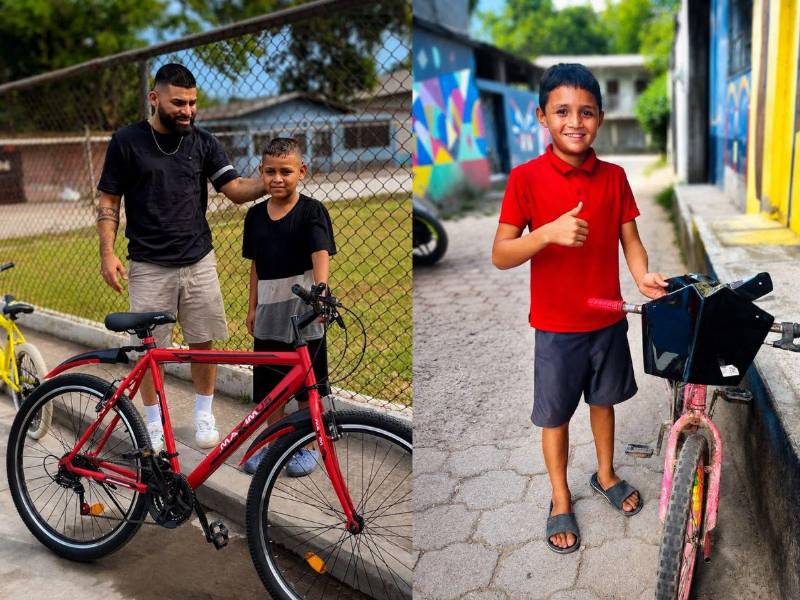 Algunos de los niños han sido beneficiados con bicicletas y accesorios.
