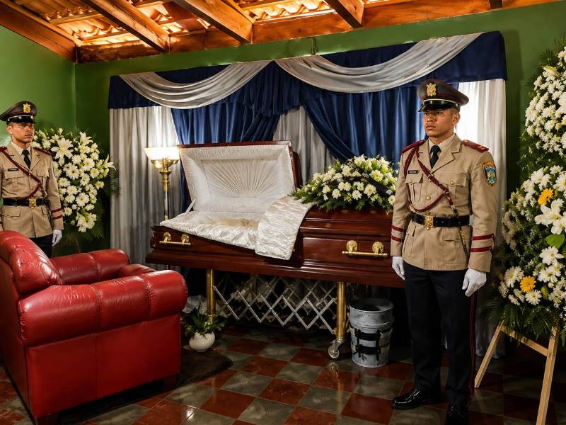 Familiares y allegados participan en la velatoria del oficial Adán Emanuel Rodríguez, quien murió en el cumplimiento de su deber.