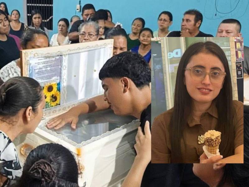 Familiares, amigos y seres queridos acompañaron el velatorio de Endy Yadira Jiménez Calderón, en la aldea Las Lagunas, municipio de Arada, Santa Bárbara, donde sus allegados le dieron el último adiós.