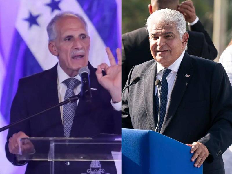 El presidente de Honduras, Nasry Asfura y su homólogo, el presidente de Panamá, José Raúl Mulino.