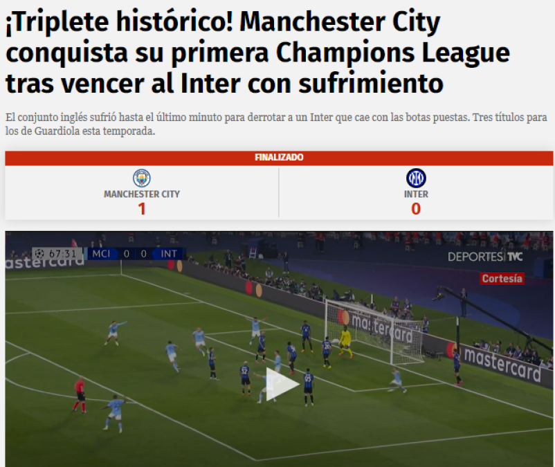 Diario DIEZ: ¡Triplete histórico! Manchester City conquista su primera Champions League tras vencer al Inter con sufrimiento