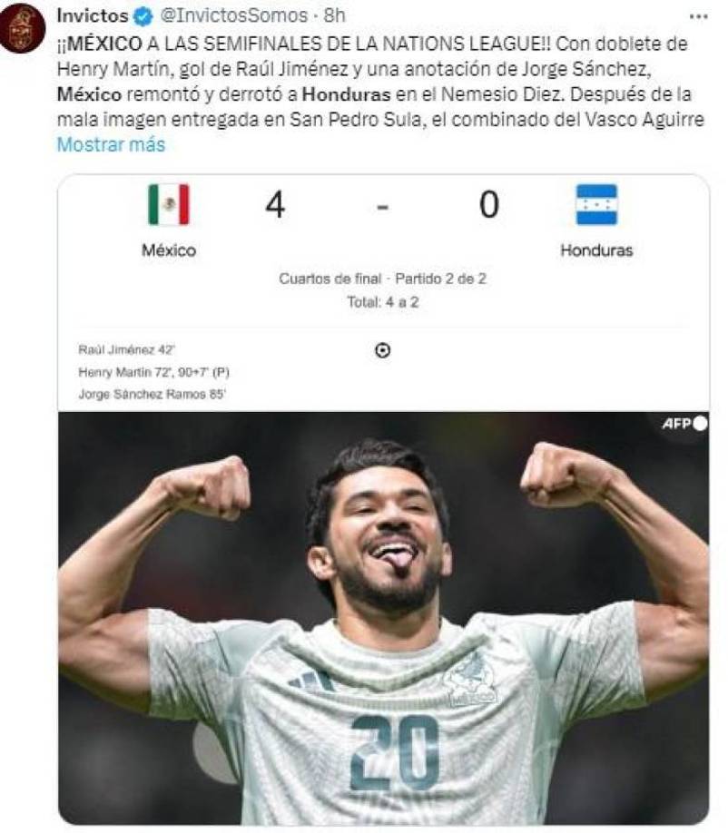 Las reacciones en redes sociales tras la paliza de México a Honduras/