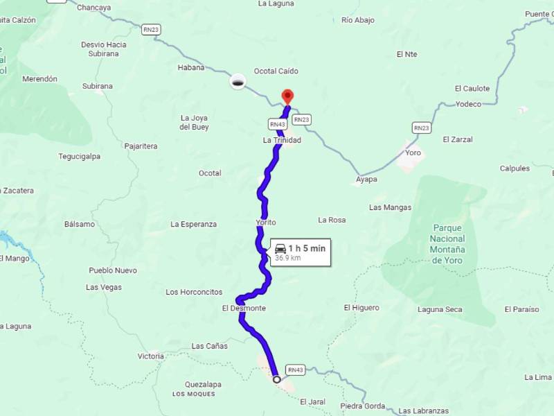 La ruta a pavimentar comprende casi los 37 kilómetros desde Sulaco hasta la comunidad de El Medio.