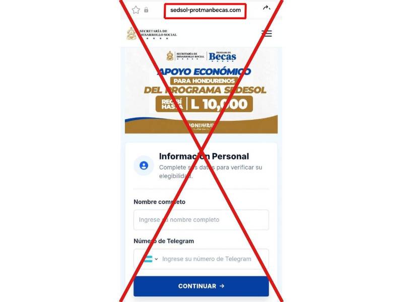 Es falso el bono de hasta L 10,000 de Sedesol: publicación usa sitio web fraudulento