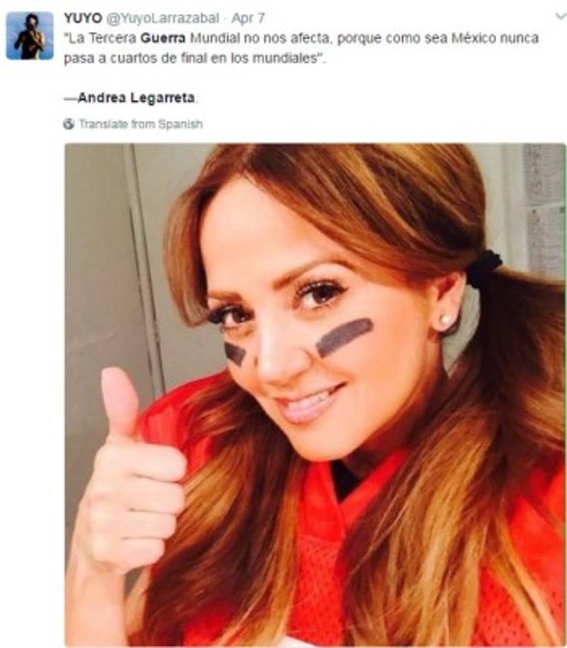 Andrea Legarreta no escapó a los memes sobre la Tercera Guerra Mundial.