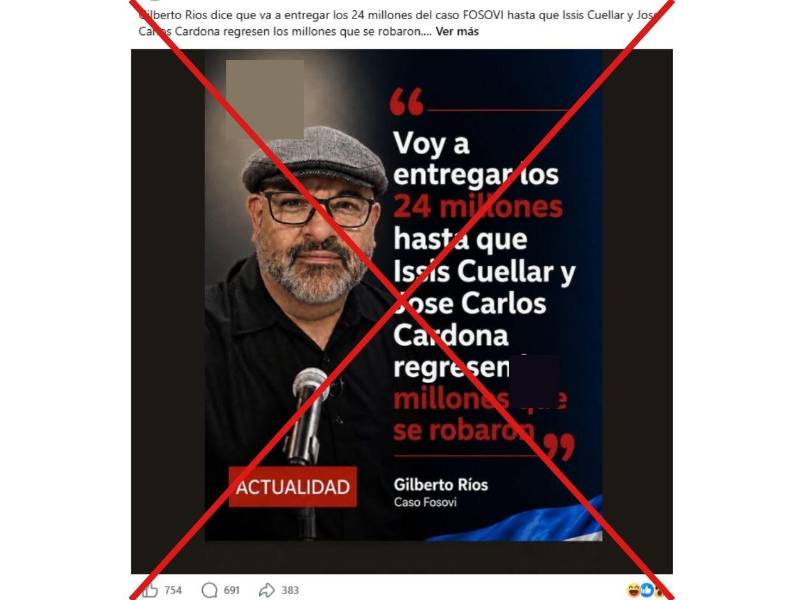 Captura de pantalla a una publicación de Facebook, hecha el 7 de agosto de 2026.