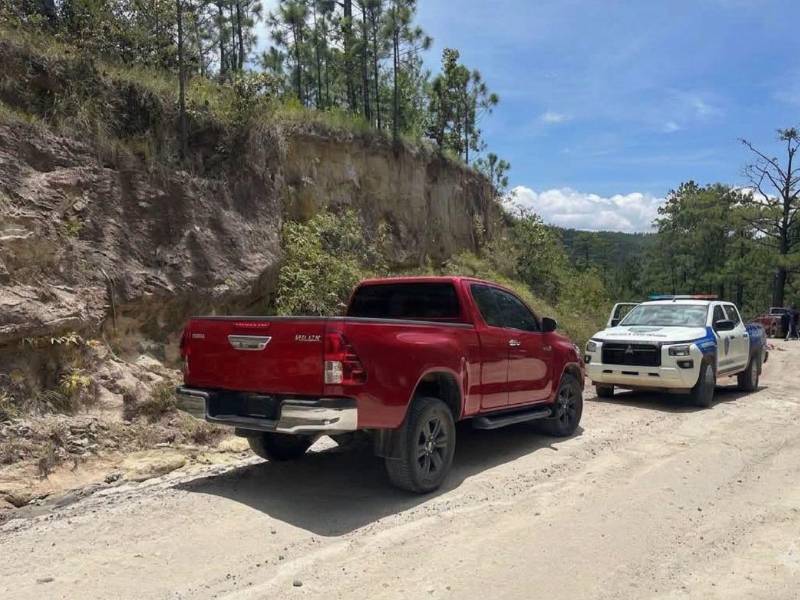 Escena donde fue encontrado el vehículo pickup y, en su interior, el cuerpo de Noé Cruz.