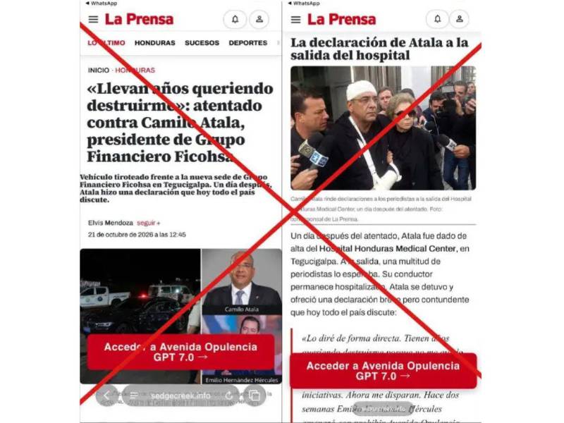 Captura de pantalla al contenido que suplanta a LA PRENSA.