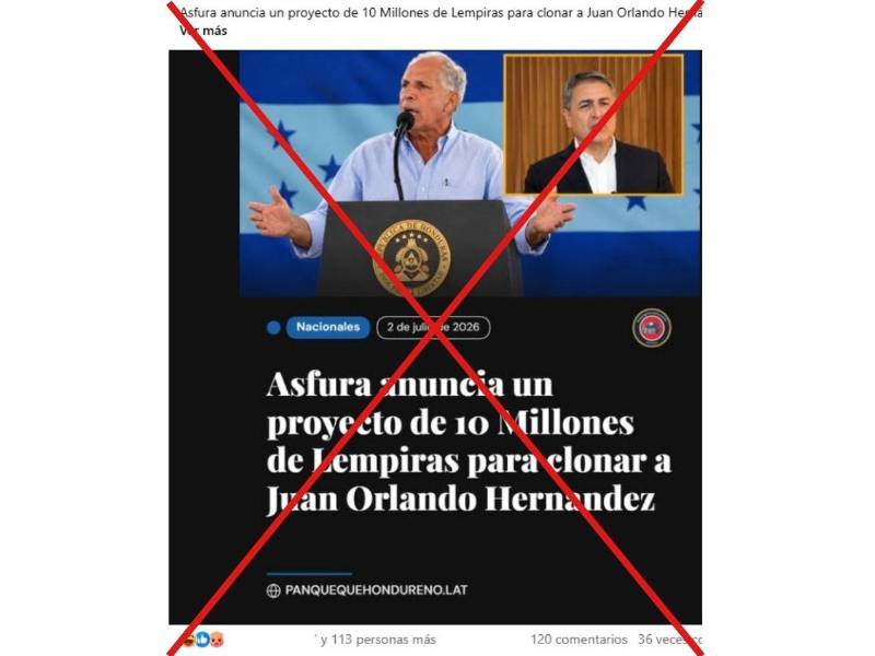 Captura de pantalla a una publicación de Facebook, hecha el 6 de julio de 2026.