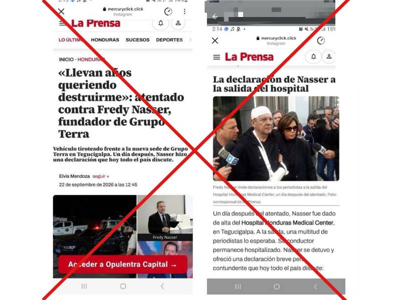 Captura de pantalla del contenido de un supuesto articulo que suplanta la identidad de LA PRENSA