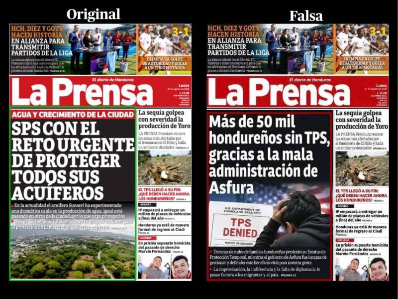 Inconsistencias detectadas por LA PRENSA Verifica durante un análisis visual entre el contenido falso y uno verídico.