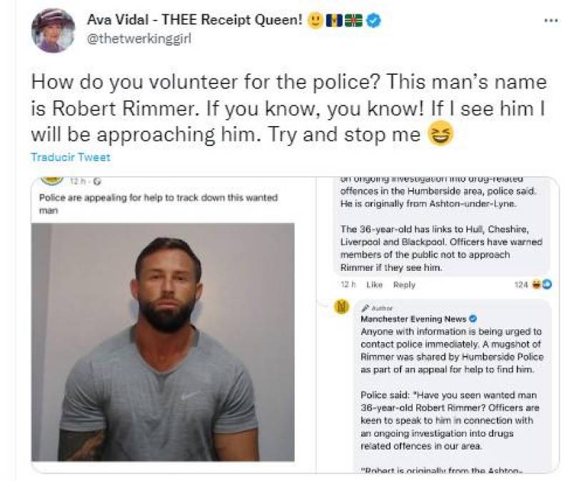 Ava Vidal comentó: “¿Cómo te ofreces como voluntario para la policía? El nombre de este hombre es Robert Rimmer. ¡Si lo sabes, lo sabes! Si lo veo me estaré acercando a él. Intenta detenerme”.