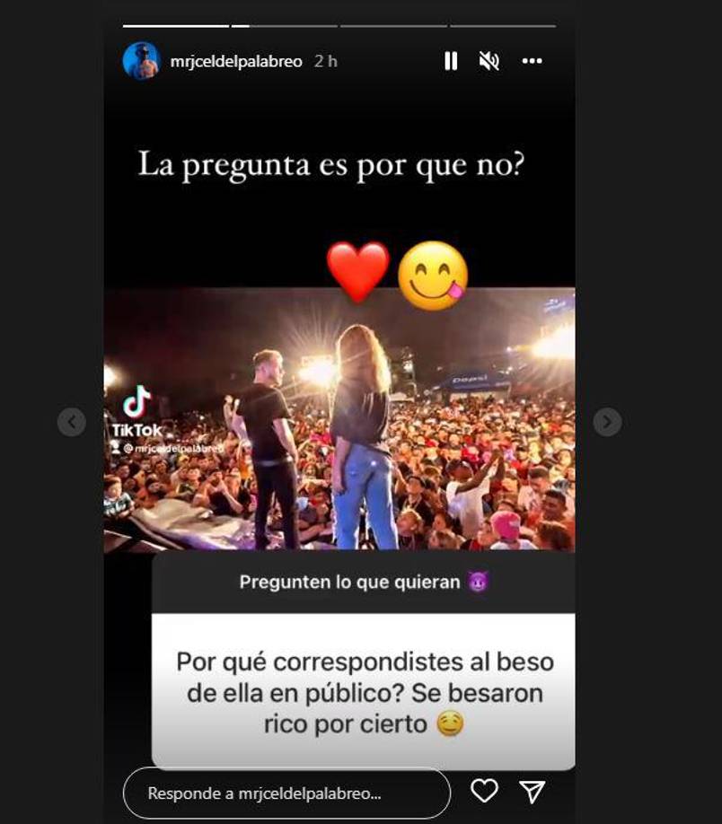 Y hace unas horas, en su sección de preguntas de Instagram, JC le respondió a un fan que le preguntó acerca de su beso con Jennifer Funes. “¿Por qué correspondiste al beso de ella en público?”, le preguntó el fan, a lo que JC respondió: “La pregunta es ¿por qué no?”. 