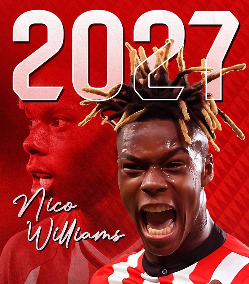 Nico Williams renueva hasta el Athletic Club hasta junio del 2027.