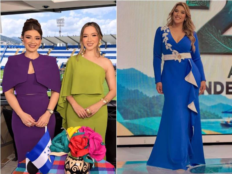 Las presentadoras de las principales cadenas de televisión nacional se esmeraron por elegir elegantes trajes para honrar a la patria durante la transmisión de los desfiles hoy. En la imagen, Evelyn Sosa, Iveth Bulnes y Carolina Lanza.