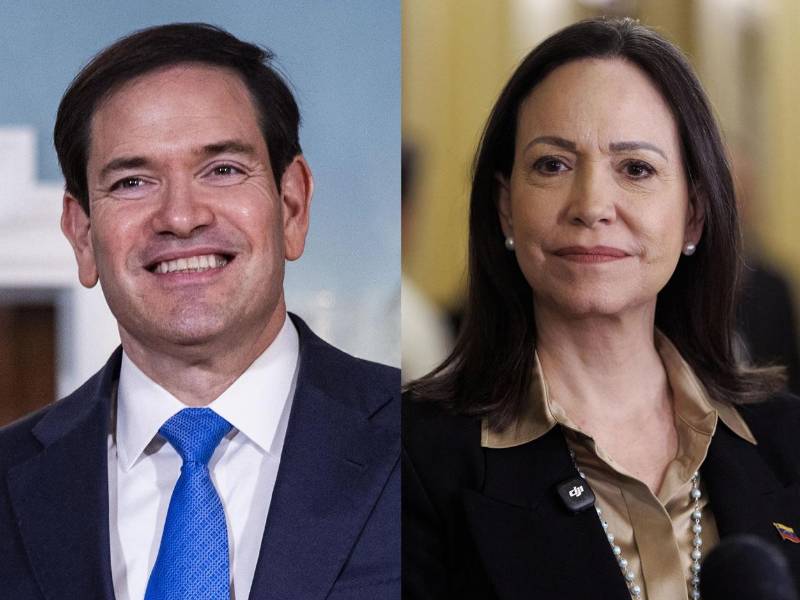 Fotografías de archivo que muestran al secretario de Estado de Estados Unidos, Marco Rubio, y a la líder opositora venezolana, María Corina Machado. EFE