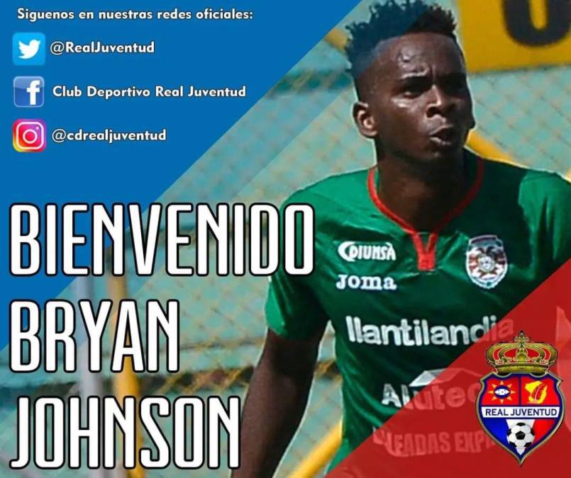 El experimentado defensor Bryan Johnson es nuevo fichaje del Real Juventud de la Segunda División. Llega procedente del Honduras Progreso.