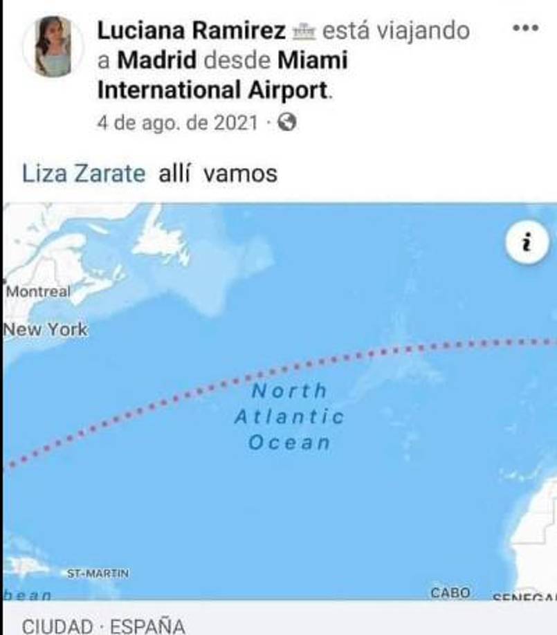 En uno de los viajes de Miami a Madrid. Esos solo son algunos de los viajes que Luciana Ramírez presume en su Facebook.