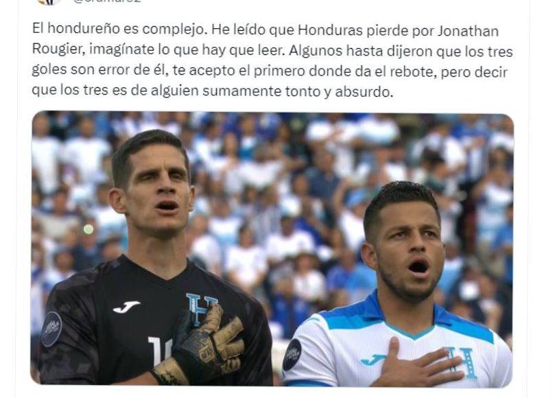 ”El hondureño es complejo. He leído que Honduras pierde por Rougier, imagínate lo que hay que leer”, indicó Julio Cruz.
