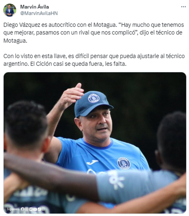 El periodista Marvin Ávila destacó las declaraciones de Diego y expresó: “Con lo visto en esta llave, es difícil que pueda ajustar al técnico argentino. El Ciclón queda casi fuera, les falta”.