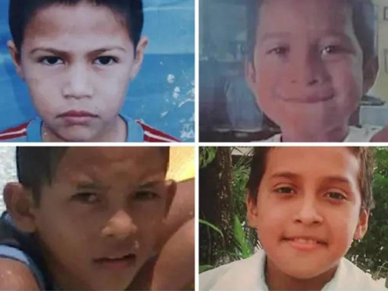Los niños Luis Edgardo Hernández, Keneth Castellanos, Antony Castellanos y Carlos Merlo son cuatro de los ocho menores asesinados en la colonia La Pradera en 2014.