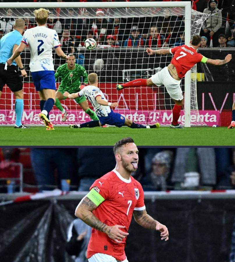 Marko Arnautovic, capitán de Austria, fue una pesadilla para los noruegos con su doblete.