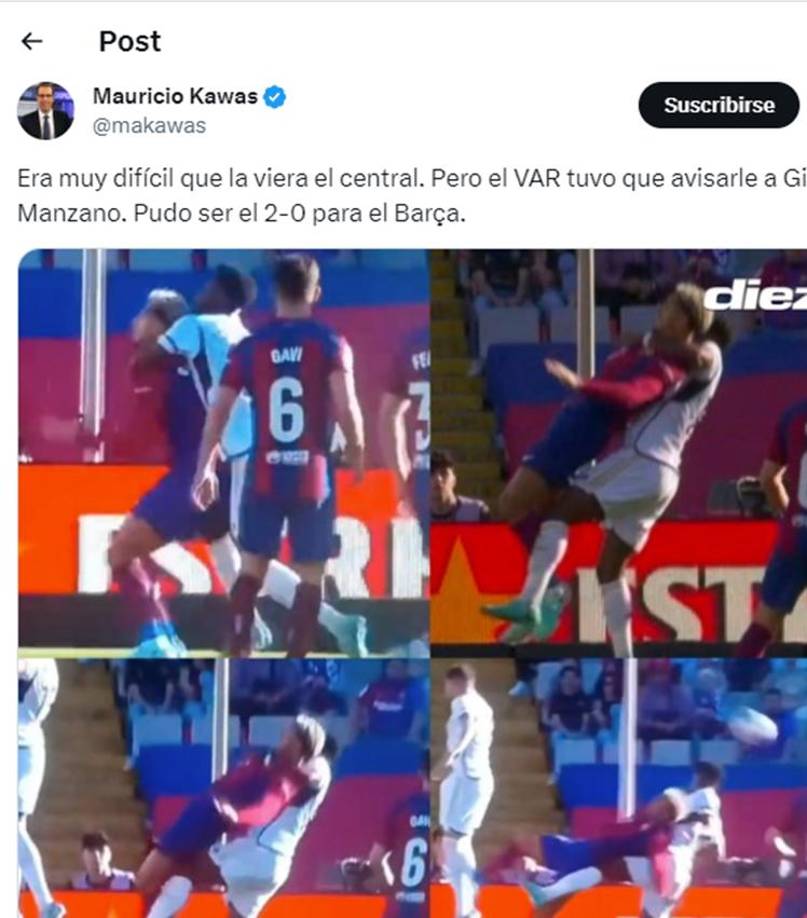 Mauricio Kawas de Honduras señaló que era penal la acción contra Ronald Araújo. 