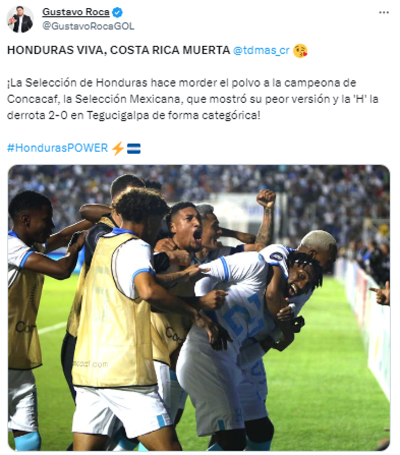 El mensaje y reacción de Gustavo Roca, periodista de Diario Diez: “HONDURAS VIVA, COSTA RICA MUERTA”.