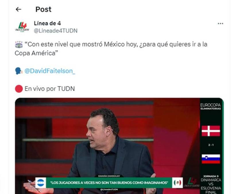 ”Con este nivel que mostró México hoy, ¿para qué quiere ir a la Copa América”?, se preguntó Faitelson