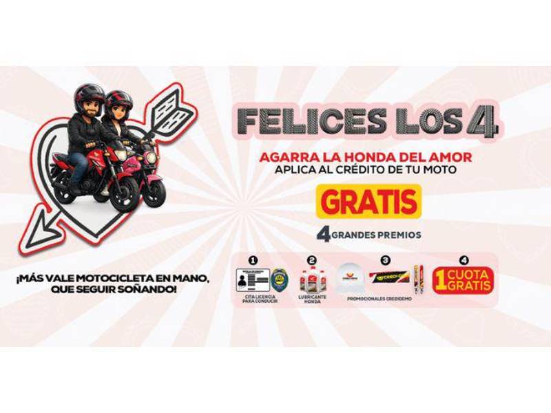 La campaña incluye cuatro beneficios gratuitos al financiar una motocicleta Honda.