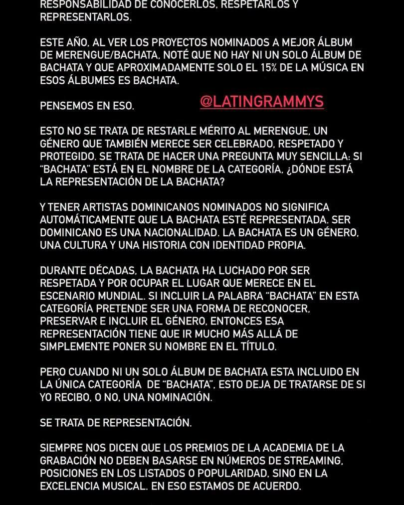 Comunicado publicado en las historias de Instagram de Prince Royce.