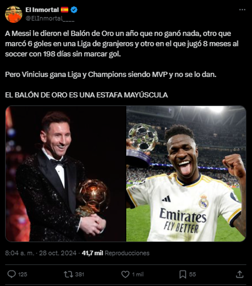 Vinicius no viajó al Balón de Oro: indignación y enfado; señalan al ganador