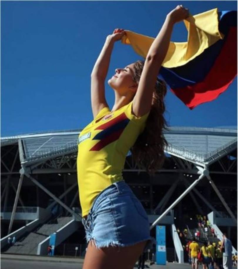 La hermosa periodista colombiana Laura Tobón, de Caracol Televisión, asistió al partido de Colombia ante Senegal. Foto Instagram