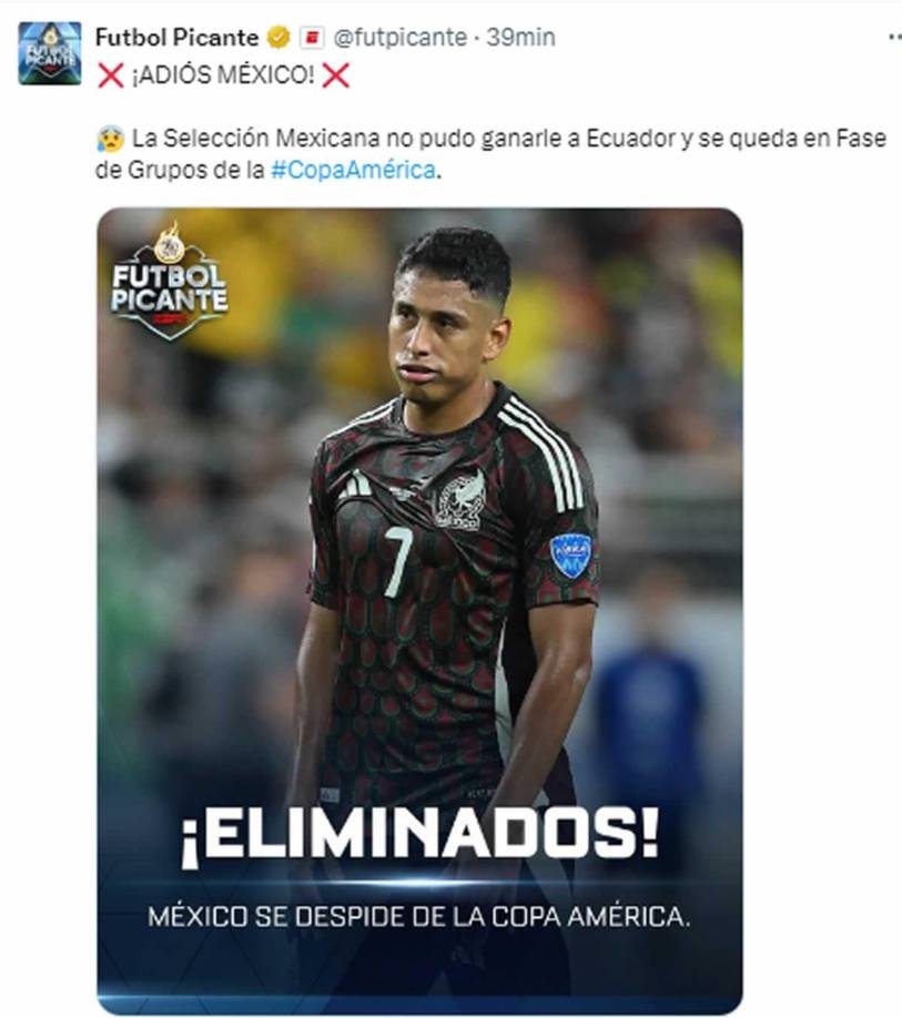 Fútbol Picante - “¡Adiós México!”. “La Selección Mexicana no pudo ganarle a Ecuador y se queda en Fase de Grupos de la Copa América”.
