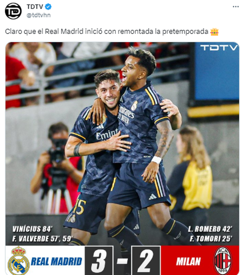 TDTV: “Claro que el Real Madrid inició con remontada la pretemporada”